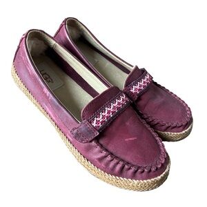 UGG Kaelee Women’s Red Leather Moccasin Loafers, Size 5